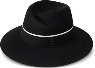 Maison Michel Virginie hoed met lintdetail - Zwart