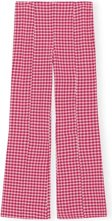 Ganni Stretch Seersucker Cropped Pants - Size 32 Pink