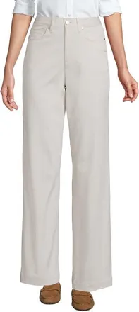 Lands End High Rise 5 Pocket Wide Leg Chino Pants in Light Stone at Nordstrom, Size 18
