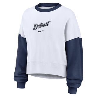 Nike Detroit Tigers Primary Nike Womens MLB Pullover Crew in White | 01D7022NDG-9HV