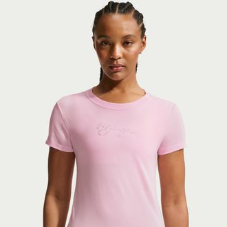 Nike Womens Nike Sportswear Chill Knit Slim Cropped T-Shirt in Pink | IQ1252-663