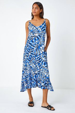 Roman Abstract Print Pocket Midi Dress