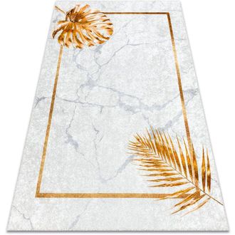RugsX Rugsx - miro 51518.806 washing carpet Leaves, frame anti-slip - grey / gold grey 160x220 cm
