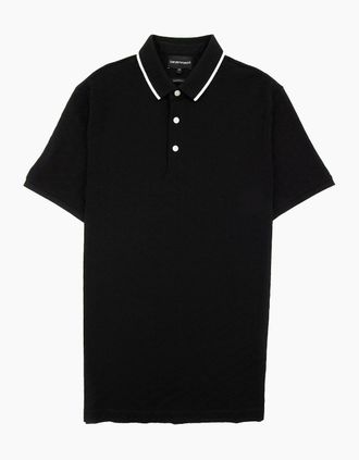 Emporio Armani Mens Emporio Armani All Over Jacquard Eagle Logo Polo Black 999 - Size: 42