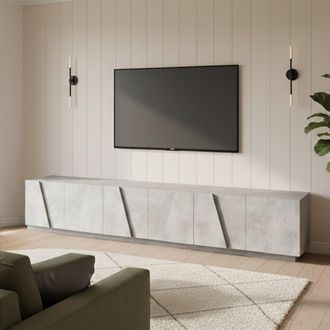 Dmora Dmora - Mueble De Televisi&oacute;n Dgil, Aparador Bajo Para Sal&oacute;n, Base Soporte Tv, 100% Made In Italy, Cm 244x44h46, Cemento Oscuro