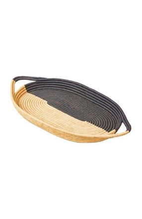 Indego Africa Raffia Split Tray in Natural And Black at Nordstrom, Size Medium