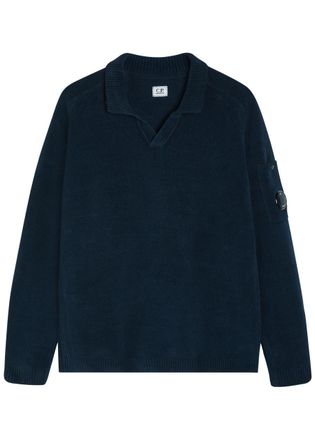 C.P. Company Cotton Polo Jumper - Navy - XL