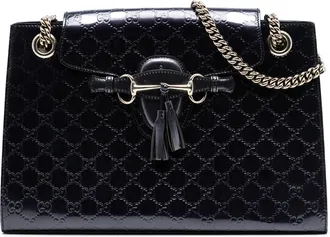 Gucci Pre-owned Womens Large Guccissima Patent Emily Shoulder Bag - Black Leather - One Size