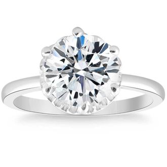 Pompeii3 3Ct Round Cut Certified Lab Grown Diamond Engagement Ring White or Yellow Gold