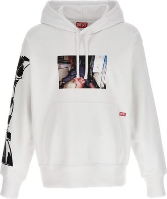 Diesel White Graphic Hoodie