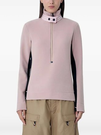Moncler half-zip contrast-panel sweatshirt - women - Polyester/Elastane/Polyester/Polyamide - M - Pink