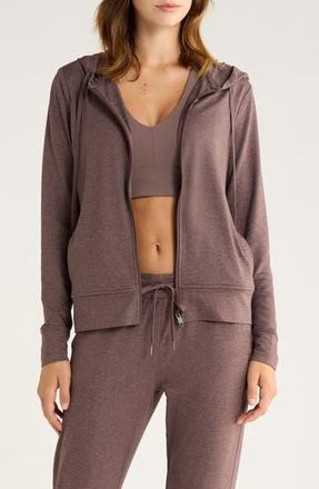 Zella Restore Soft Zip-Up Hoodie in Grey Plum at Nordstrom Rack, Size Large