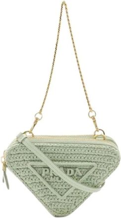 Prada Pre-owned Cross Body Bags, female, Green, Size: ONE SIZE Pre-owned Vintage Raffia Clutch