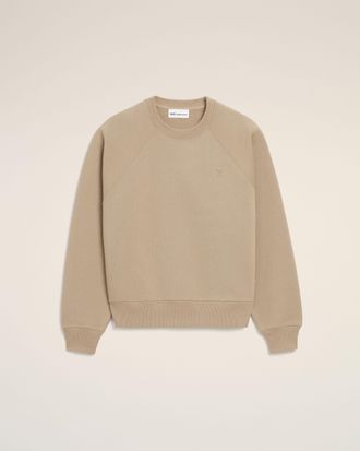 Ami Beige Cotton Embossed Ami De Coeur Sweatshirt Beige - XXXL - Unisex