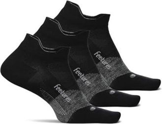 Feetures Elite Light Cushion No Show Tab Athletic Ankle Socks Sport Sock with Targeted Compression in Deep Black at Nordstrom, Size Small