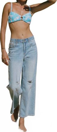 Tribal Sophia Curvy Wide Leg Jeans In Breeze Blue