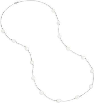 Dower & Hall Long White Baroque Pearl Chain Necklace