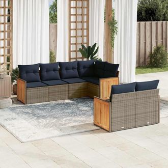 vidaXL Vidaxl Set Divani Da Giardino 7 Pz Con Cuscini Grigio In Polyrattan
