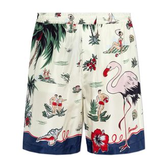 Dsquared2 Casual Shorts, male, Beige, Size: 2XL Silk Printed Shorts