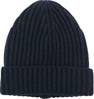 Malo ribbed-knit design beanie - men - Cashmere - One Size - Blue