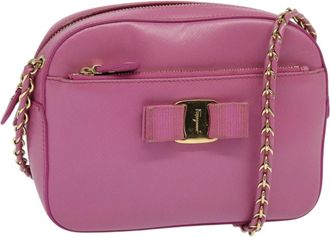 Ferragamo Vara Chain Flap Shoulder Bag Leather Leather Shoulder Bag Bag (Pre-Owned)