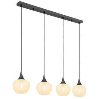 Netlighting Maxy Bar Pendant Ceiling Light Gunmetal Clear Glass Shade 4x E27 in Grey