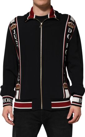 Dolce & Gabbana Mens Black Dg King Full Zip Sweatshirt Sweater Rayon Elastane Clothing