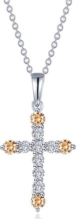 Lafonn Simulated Semiprecious Birthstone Cross Necklace in Yellow Topaz at Nordstrom Rack