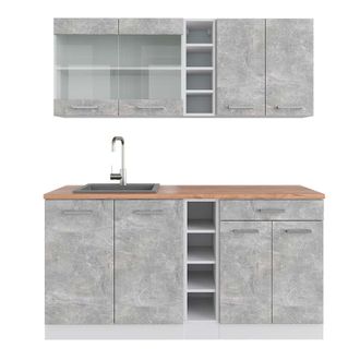 Vicco Cocina Vers&aacute;til R-line, Hormig&oacute;n/blanco, 160 Cm, Et Roble