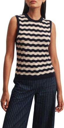 Sanctuary Everyday Scallop Pointelle Sweater Vest in Inkstorm Blue/dark Opal at Nordstrom, Size Xx-Small