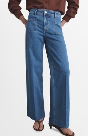 Mango Jessie Patch Pocket Wide Leg Jeans in Medium Blue at Nordstrom Rack, Size 22 (Similar To 26W-28W)