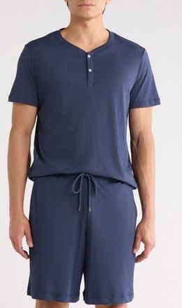 Daniel Buchler Lightweight Short Sleeve Sleep Henley in College Navy at Nordstrom Rack, Size Xx-Large