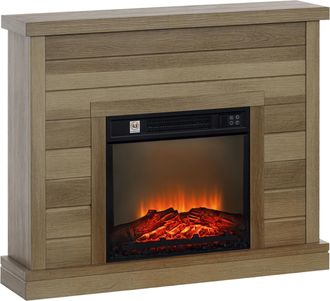 OEM Chimenea El&eacute;ctrica 1800w Con Efecto De Llama Mando A Distancia Temporizador Semanal Para Sala 30 M&sup2; Madera