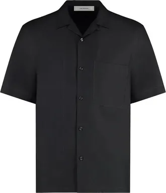 Umit Benan Havana Short-sleeve Pocket-detail Silk Shirt