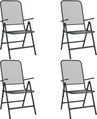 vidaXL Vidaxl - Folding Garden Chairs 4 pcs Expanded Metal Mesh Anthracite
