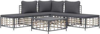 vidaXL Vidaxl - Juego De Muebles De Jard&iacute;n 6 Pzas Cojines Antracita Rat&aacute;n Pe