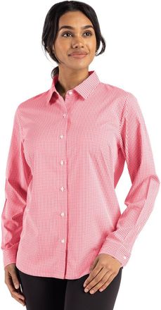 Cutter & Buck Skyline Epic Confidence Recycled Gingham Womens Long Sleeve Dress Shirt
