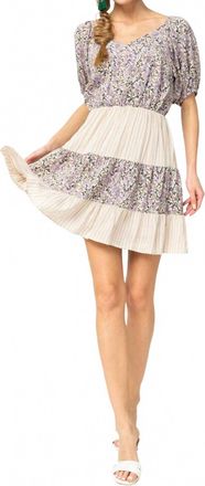 Entro Multi-Print Surplice Dress In Lavender/natural