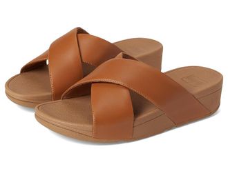 FitFlop Lulu Cross Slide Sandals - Leather Womens Sandals Light Tan : 10 M (B)