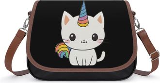 Generic Rainbow Unicorm Cat Small Womens Crossbody Bags Shoulder Handbag with Adjustable Strap for Travel