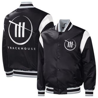 Starter Mens Starter Black TRACKHOUSE RACING Force Play Full-Snap Varsity Jacket at Nordstrom, Size X-Large