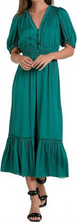 Elan Ruffle Midi Dress In Emerald Green