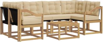 vidaXL Conjunto De Sof&aacute;s De Exterior 7 Uds. Y Beige Vidaxl