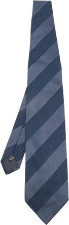 Emporio Armani Navy Blue Striped Silk Tie