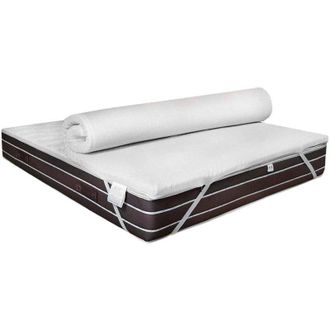 Talamo Italia Set Topper matrimoniale e 2 cuscini in Memory Foam, 100% Made in Italy, rivestimento in tessuto antiacaro, anallergico e antibatterico, cm 140x190h5