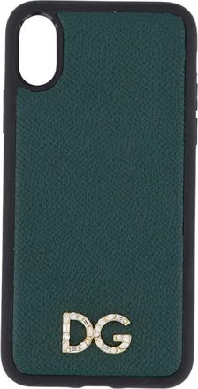 Dolce & Gabbana Groen leren telefoonhoesje - Dames - Telefoonaccessoires - Groen - ONE Size - Leer - Accessoires