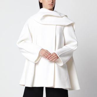 Alaia Cappotto con sciarpa color panna in lana