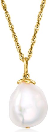 Ross-Simons 12-14mm Cultured Baroque Pearl Pendant Necklace in 18kt Gold Over Sterling