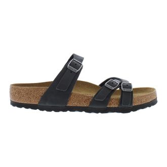 Birkenstock Franca Oiled Leather Unisex Slides Sandals - Black - Size:UK 7.5