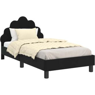 vidaXL Childrens Bed Frame with Headboard Black 80 x 160 cm Velvet vidaXL